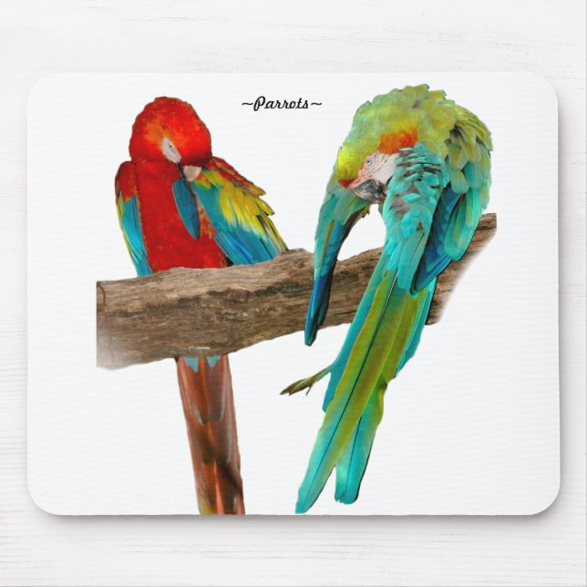 Colorful Macaw Parrots Mousepad Musmatta (Framsidan)