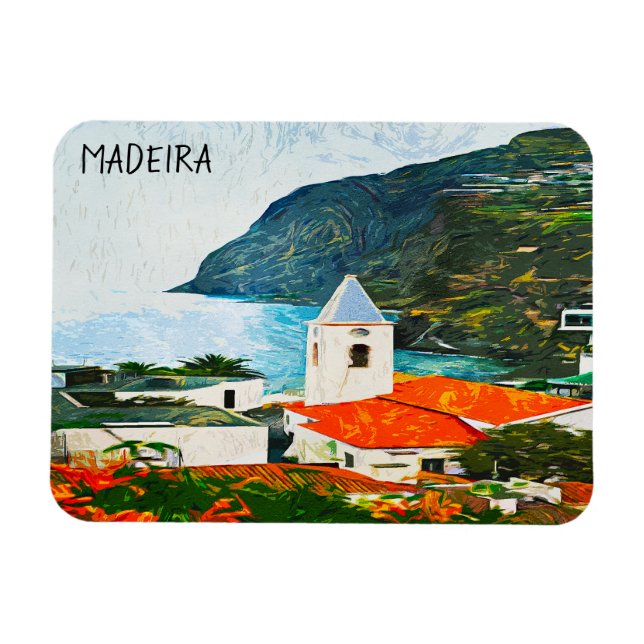 Colorful Madeira Funchal Oljemålning Magnet (Horisontell)