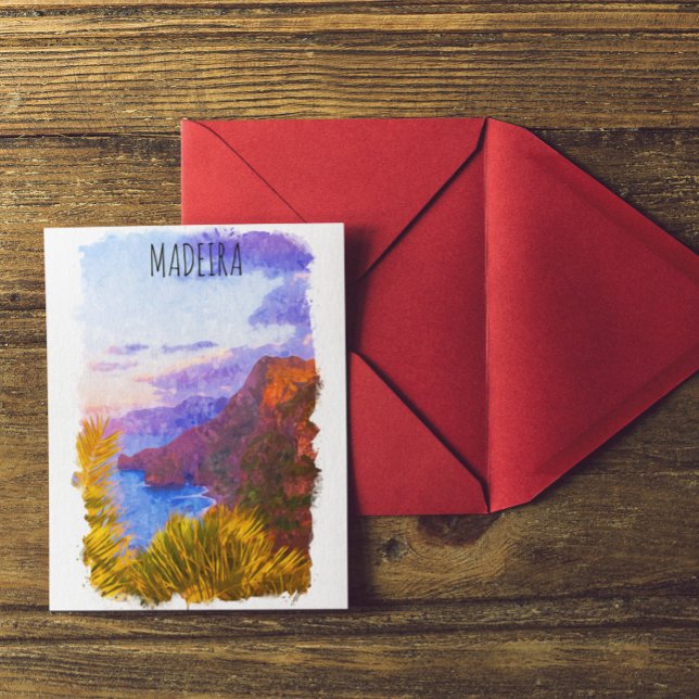 Colorful Madeira Portugal Scenery Travel Vykort (madeira portuguese island ocean view postcard)