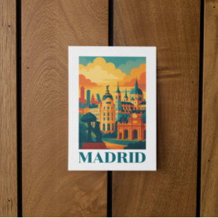 Colorful Madrid Spain Vintage resor Vykort