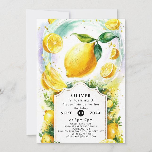 Colorful Magic Lemon Birthday Inbjudningar (Framsida)