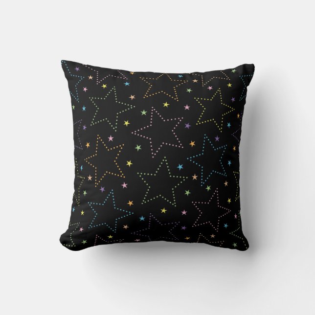 Colorful Magic Starry Night Himmel Mönster - Black Kudde (Framsida)