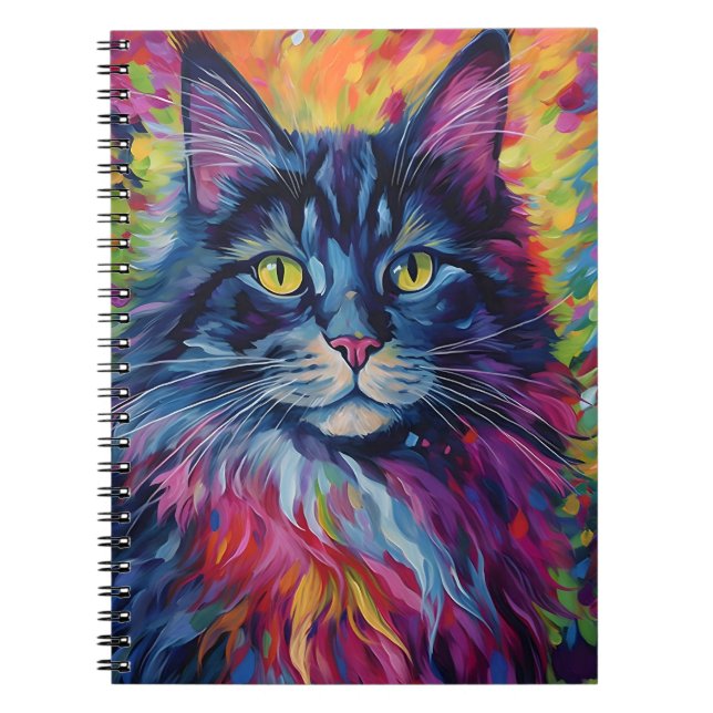 Colorful Maine Coon Anteckningsbok (Framsidan)