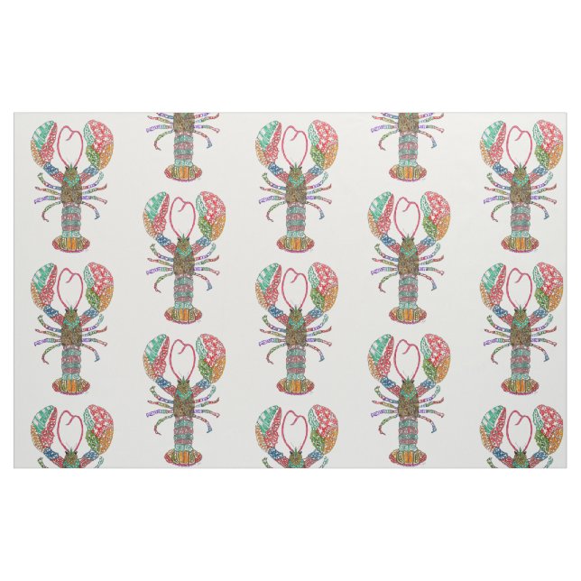 Colorful Maine Red Lobster Fabric Tyg (Fat Quarter)