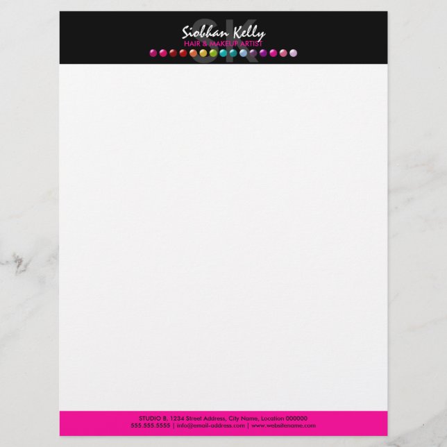 Colorful Makeup Artist Monogram Letterhead Brevhuvud (Framsida)