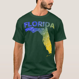 Colorful mandala art karta i Florida med text i b T Shirt