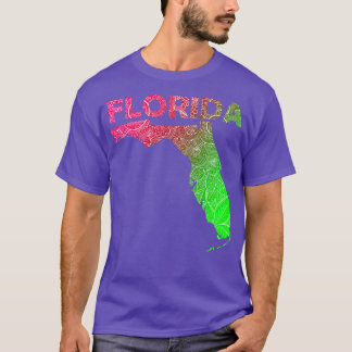 Colorful mandala art karta i Florida med text i p T Shirt