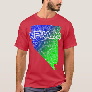 Colorful mandala art karta i Nevada med text i bl T Shirt