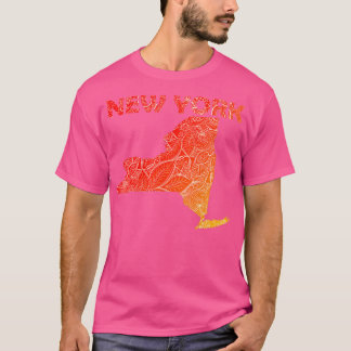 Colorful mandala art karta i New York med text i T Shirt