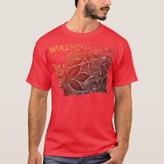 Colorful mandala art karta i Washington med text i T Shirt