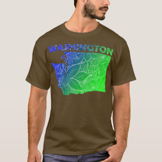 Colorful mandala art karta i Washington med text i T Shirt