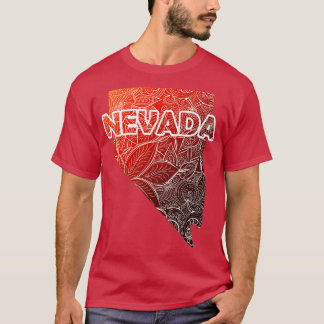 Colorful mandala art karta of Nevada med text i br T Shirt