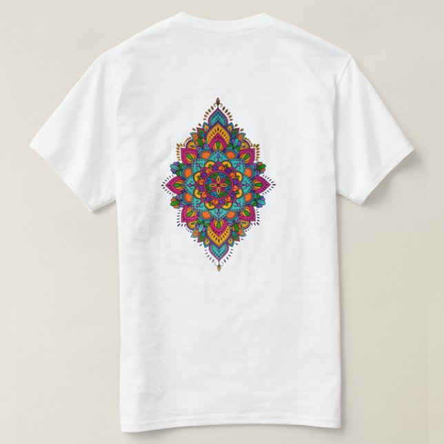 Colorful Mandala Back Print T-Shirt (Design baksida)