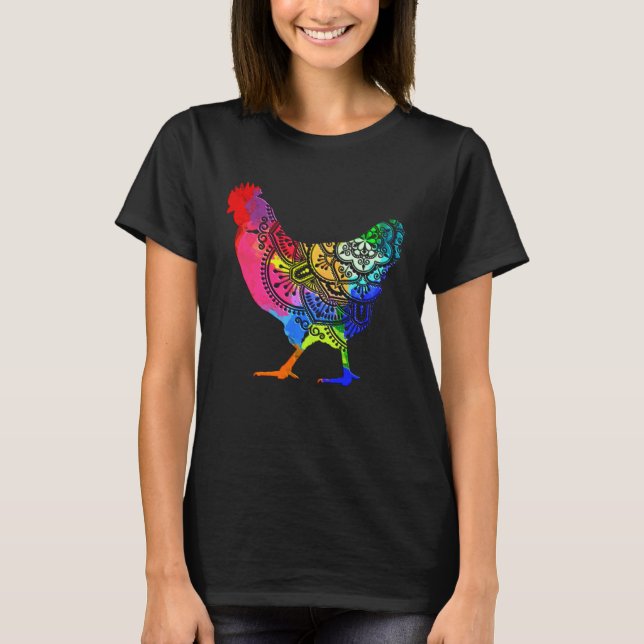 Colorful Mandala Chicken Farmer T Shirt (Framsida)