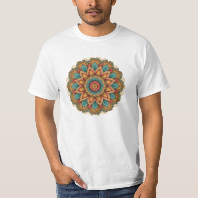 Colorful Mandala Floral Boho Art T Shirt (Framsida)