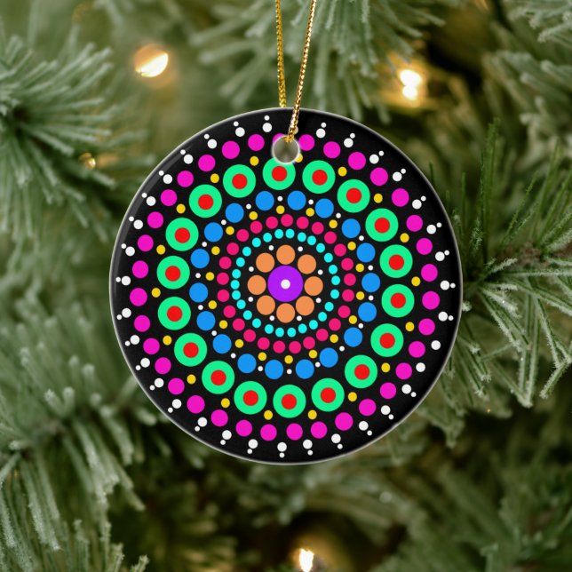 Colorful mandala julgransprydnad keramik (Träd)