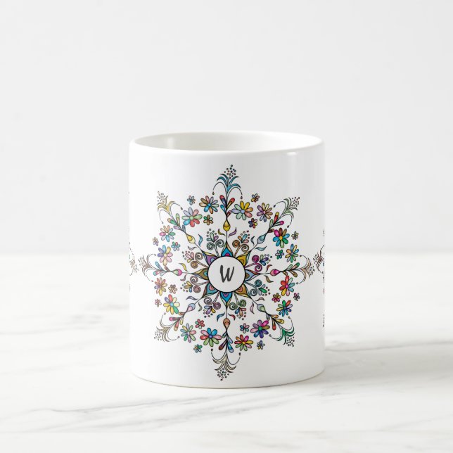 Colorful Mandala Monogrammed Kaffemugg (Center)