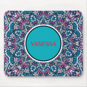 Colorful Mandala Mönster Boho Hippie Geometric Musmatta
