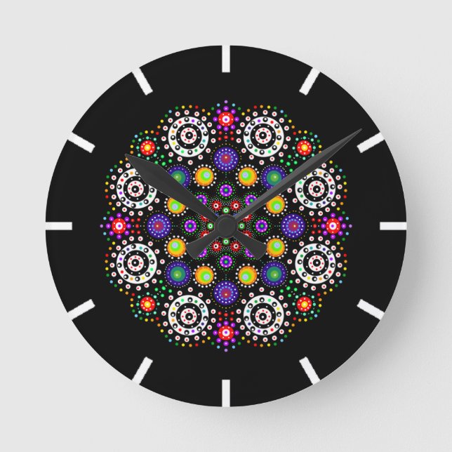 Colorful Mandala Rund Klocka (Framsida)