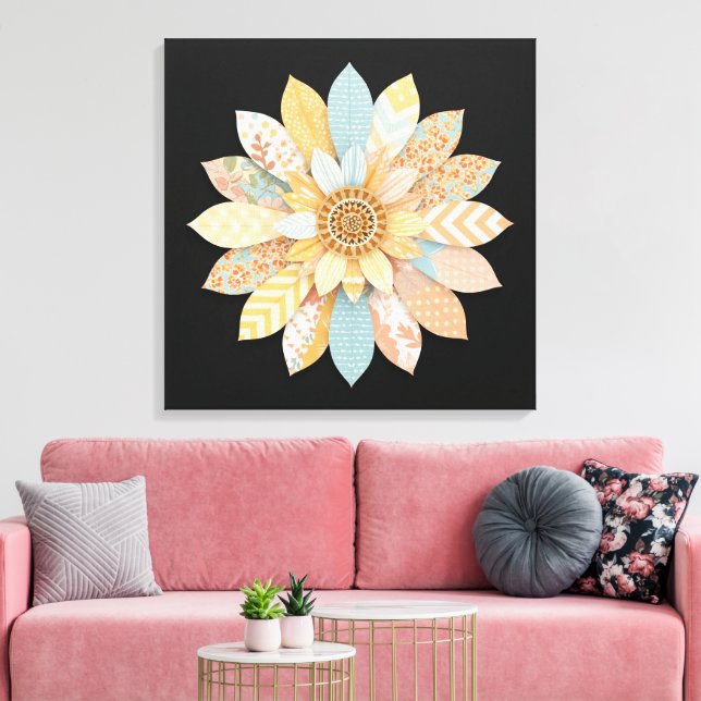 Colorful Mandala Wall Art | Vibrant Boho Spiritual Canvastryck (Insitu (Vardagsrum))