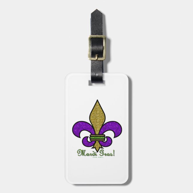 Colorful Mardi Gras Fleur De Lis Bagagebricka (Vertikal Framsida)