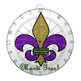 Colorful Mardi Gras Fleur De Lis Darttavla