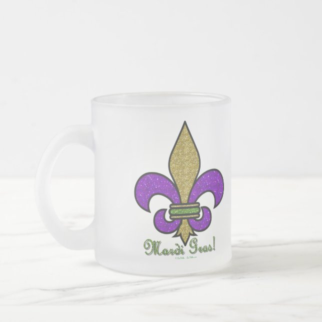Colorful Mardi Gras Fleur De Lis Frostad Glasmugg (Vänster)