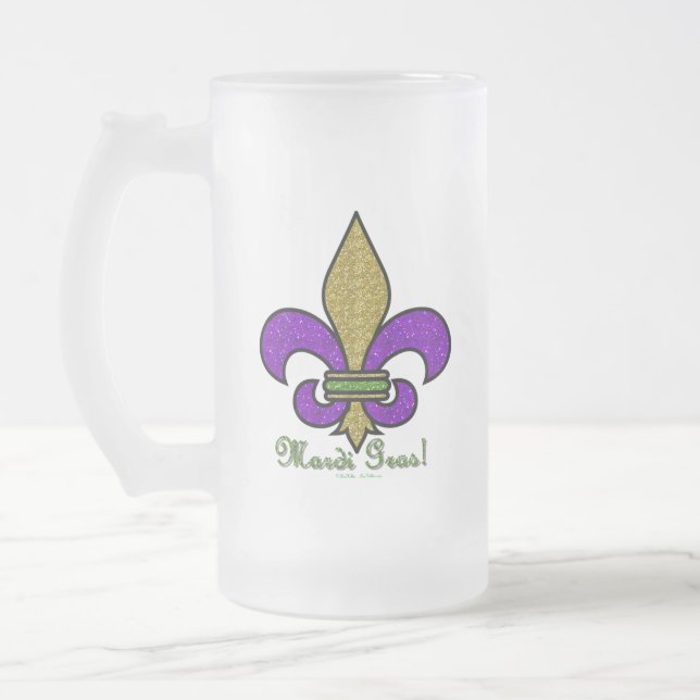 Colorful Mardi Gras Fleur De Lis Frostat Ölglas (Vänster)