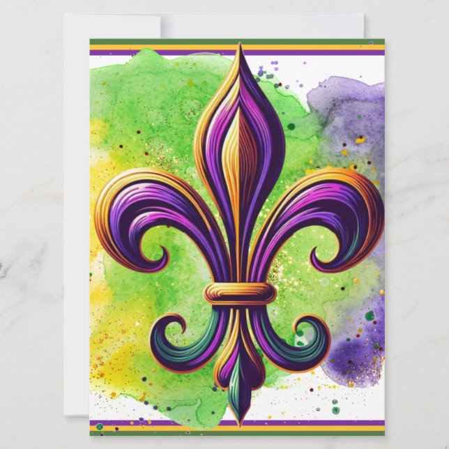 Colorful Mardi Gras Fleur de lis Julkort (Framsida)