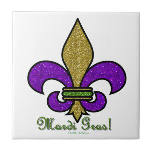 Colorful Mardi Gras Fleur De Lis Kakelplatta