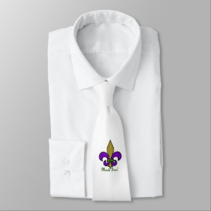 Colorful Mardi Gras Fleur De Lis on White Slips
