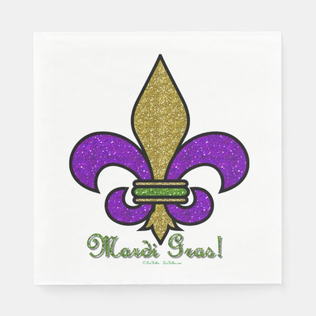 Colorful Mardi Gras Fleur De Lis Pappersservett (Framsidan)