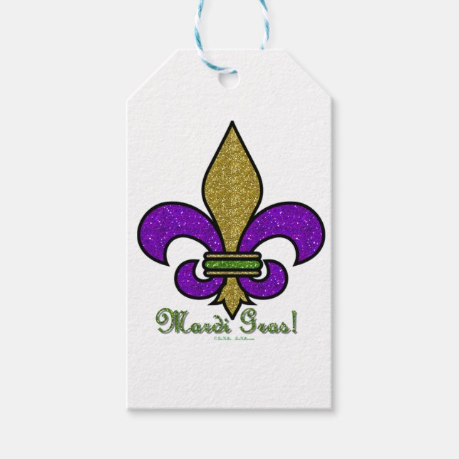 Colorful Mardi Gras Fleur De Lis Presentetikett (Framsidan)