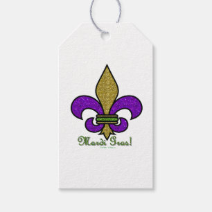 Colorful Mardi Gras Fleur De Lis Presentetikett