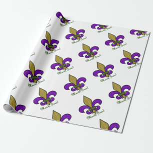 Colorful Mardi Gras Fleur De Lis Presentpapper
