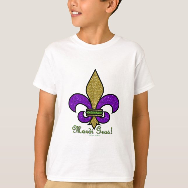 Colorful Mardi Gras Fleur De Lis Tee (Framsida)