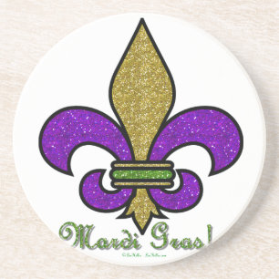 Colorful Mardi Gras Fleur De Lis Underlägg Sandsten