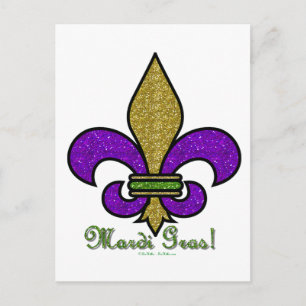 Colorful Mardi Gras Fleur De Lis Vykort