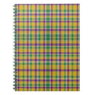 Colorful Mardi Gras gingham mönstrad Anteckningsbok