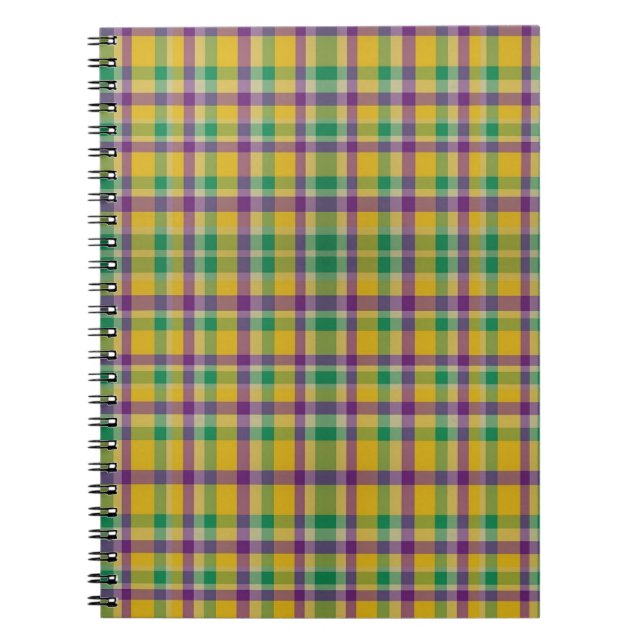 Colorful Mardi Gras gingham mönstrad Anteckningsbok (Framsidan)