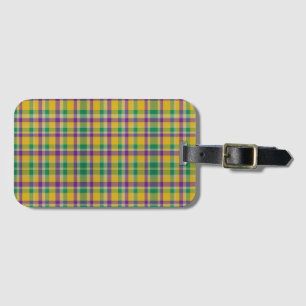 Colorful Mardi Gras gingham mönstrad Bagagebricka