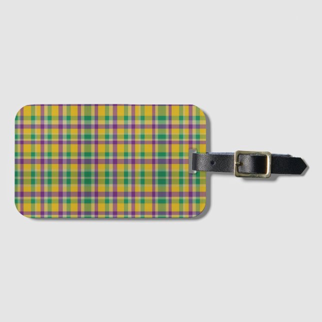 Colorful Mardi Gras gingham mönstrad Bagagebricka (Framsida horisontal)