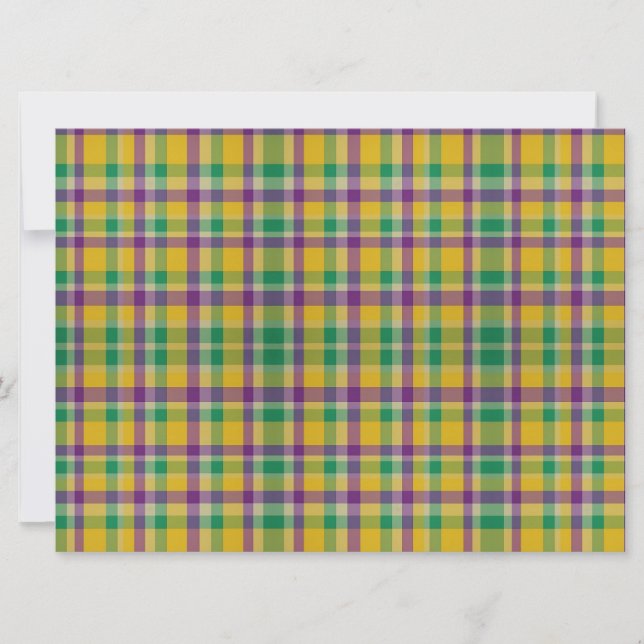 Colorful Mardi Gras gingham mönstrad Julkort (Framsida)
