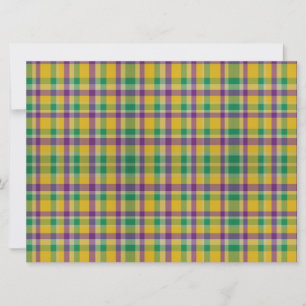 Colorful Mardi Gras gingham mönstrad Julkort