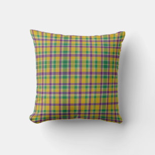 Colorful Mardi Gras gingham mönstrad Kudde