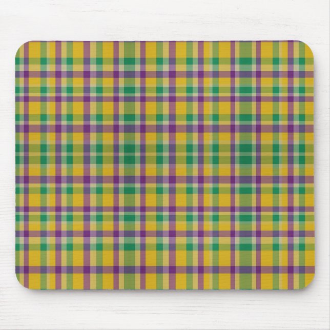 Colorful Mardi Gras gingham mönstrad Musmatta (Framsidan)