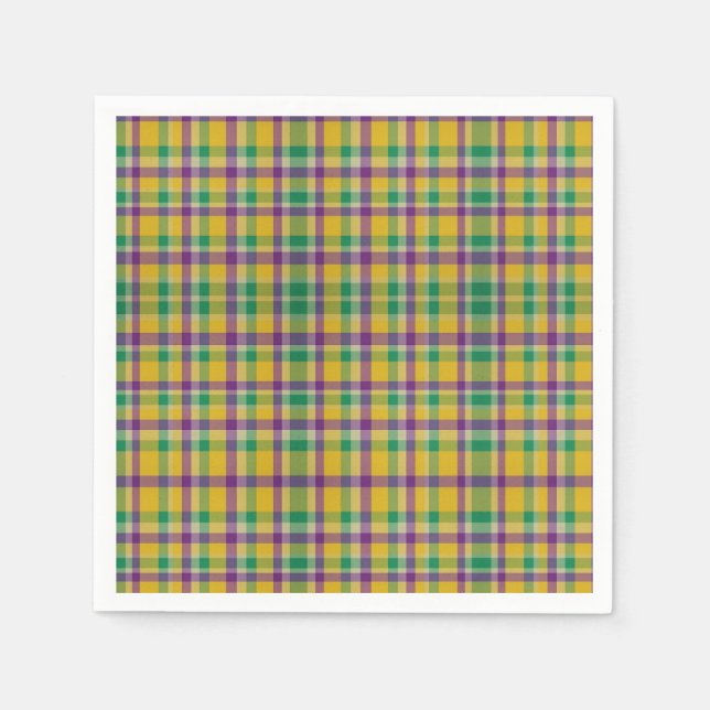 Colorful Mardi Gras gingham mönstrad Pappersservett (Framsidan)