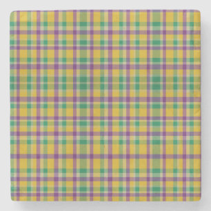 Colorful Mardi Gras gingham mönstrad Stenunderlägg