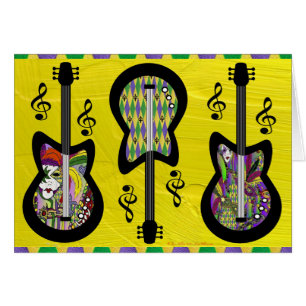 Colorful Mardi Gras Guitars Hälsningskort