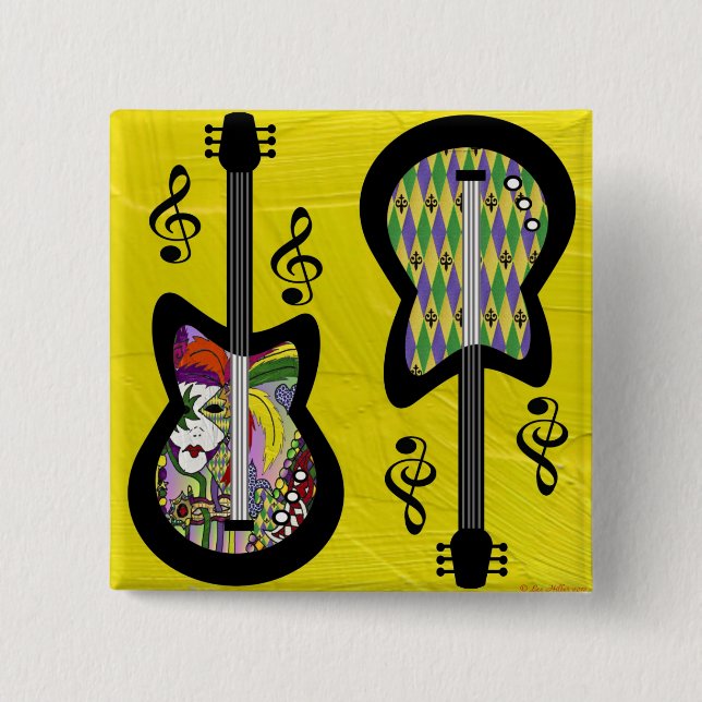 Colorful Mardi Gras Guitars Knapp (Framsida)